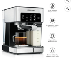 Chefman 1.8L Barista Pro Espresso Machine, Stainless Steel