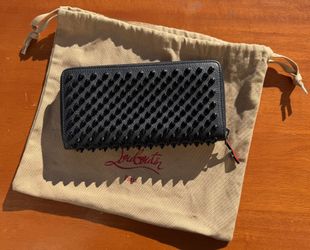 Christian Louboutin Panettone Long Wallet Black Leather, Spiked