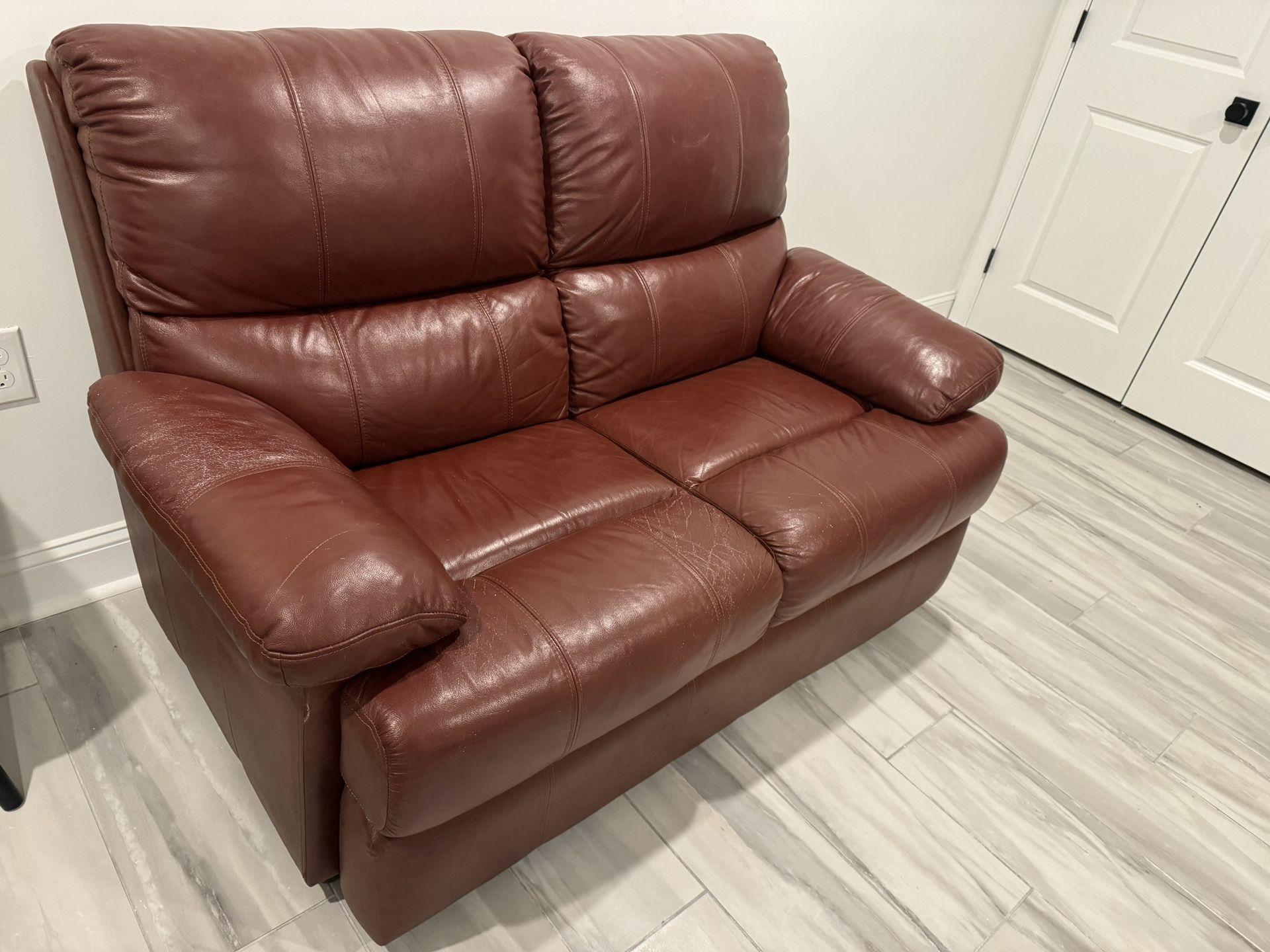 FREE Brown Faux Leather Loveseat Couch