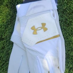 Brand New Under Armour UA Clean Up Baseball Batting Gloves White Gold Men Size 2XL