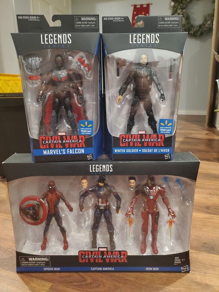 Marvel Legends Civil War - Falcon, Winter Soldier, Captain America/Spiderman/Iron Man 3 Pack