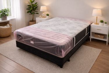 New queen mattress and box spring  2 PC bed frame is not included