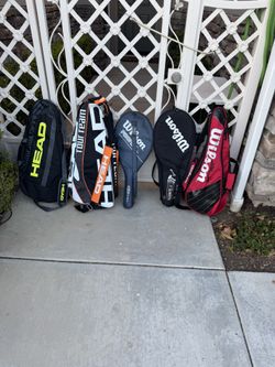 Various Used Tennis Rackets & Bags