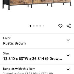 Huuger 63 Inch Dresser for Bedroom, Dresser for Closet with 9 Drawers, Large TV Stand for 55, 65, 70 Inch TV, Entertainment Center with Storage, Wide 