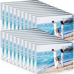 Handepo 20 Pcs Acrylic Picture Frame Bulk Clear Acrylic Photo Frame Magnetic