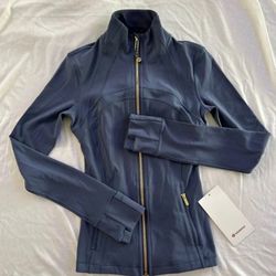Lululemon Navy Blue and Gold Cropped Nulu Define Jacket