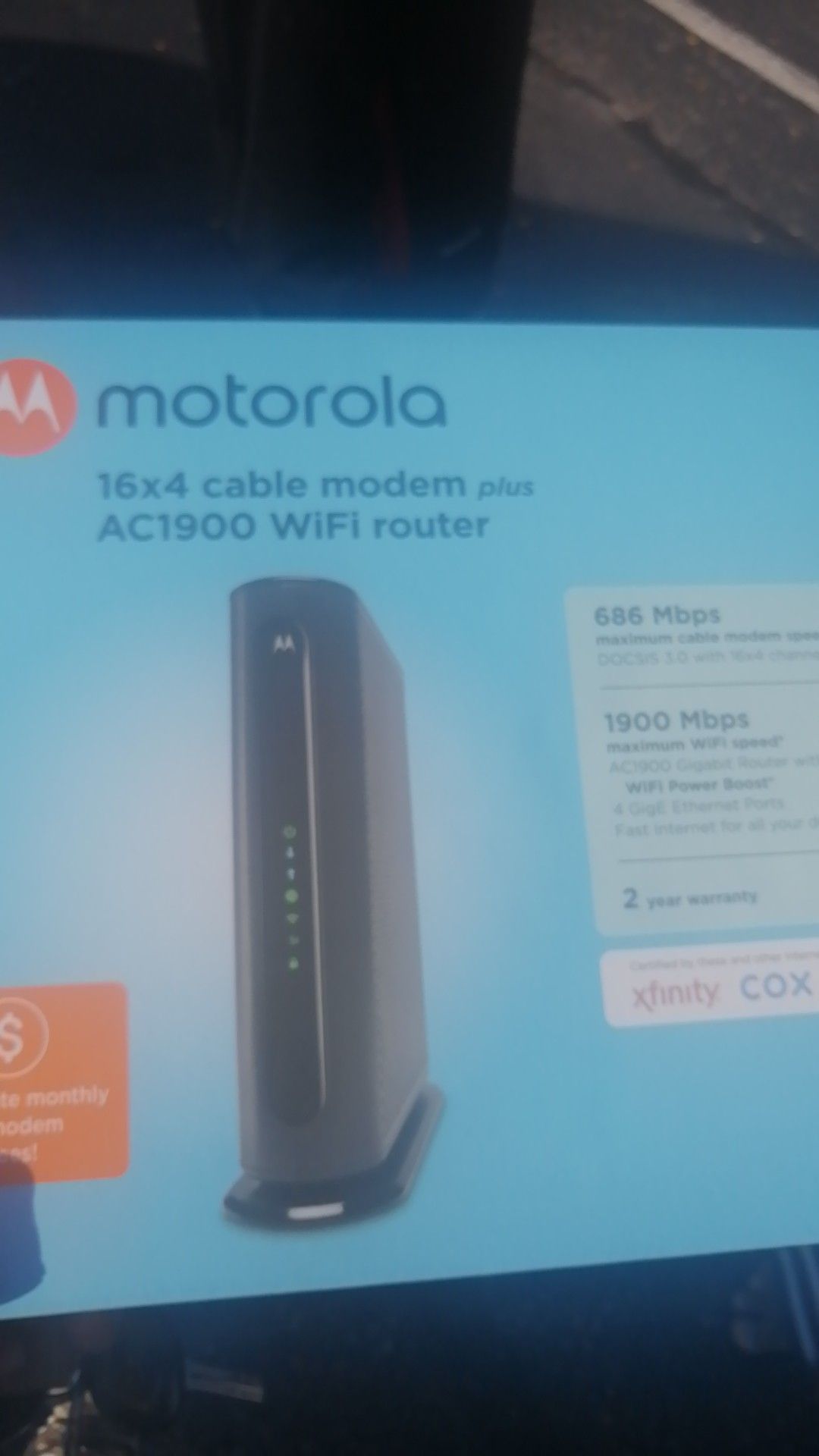 Motorola modem and router