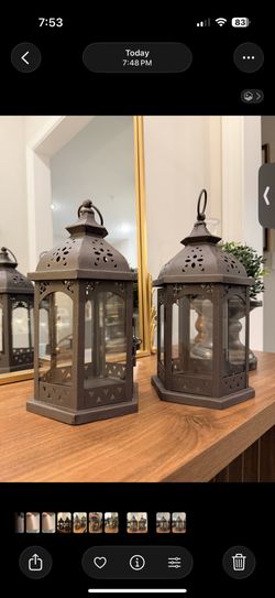 Brown Hexagonal Metal Candle Lantern - READ DESCRIPTION! 