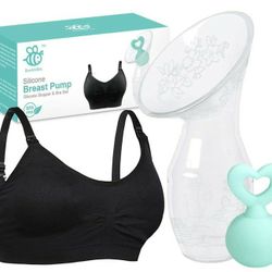 Soft and Comfortable Seamless Bra with Silicone Manual Breast Pump, XL Size

