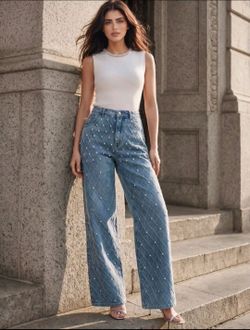 Rhinestones jeans size medium