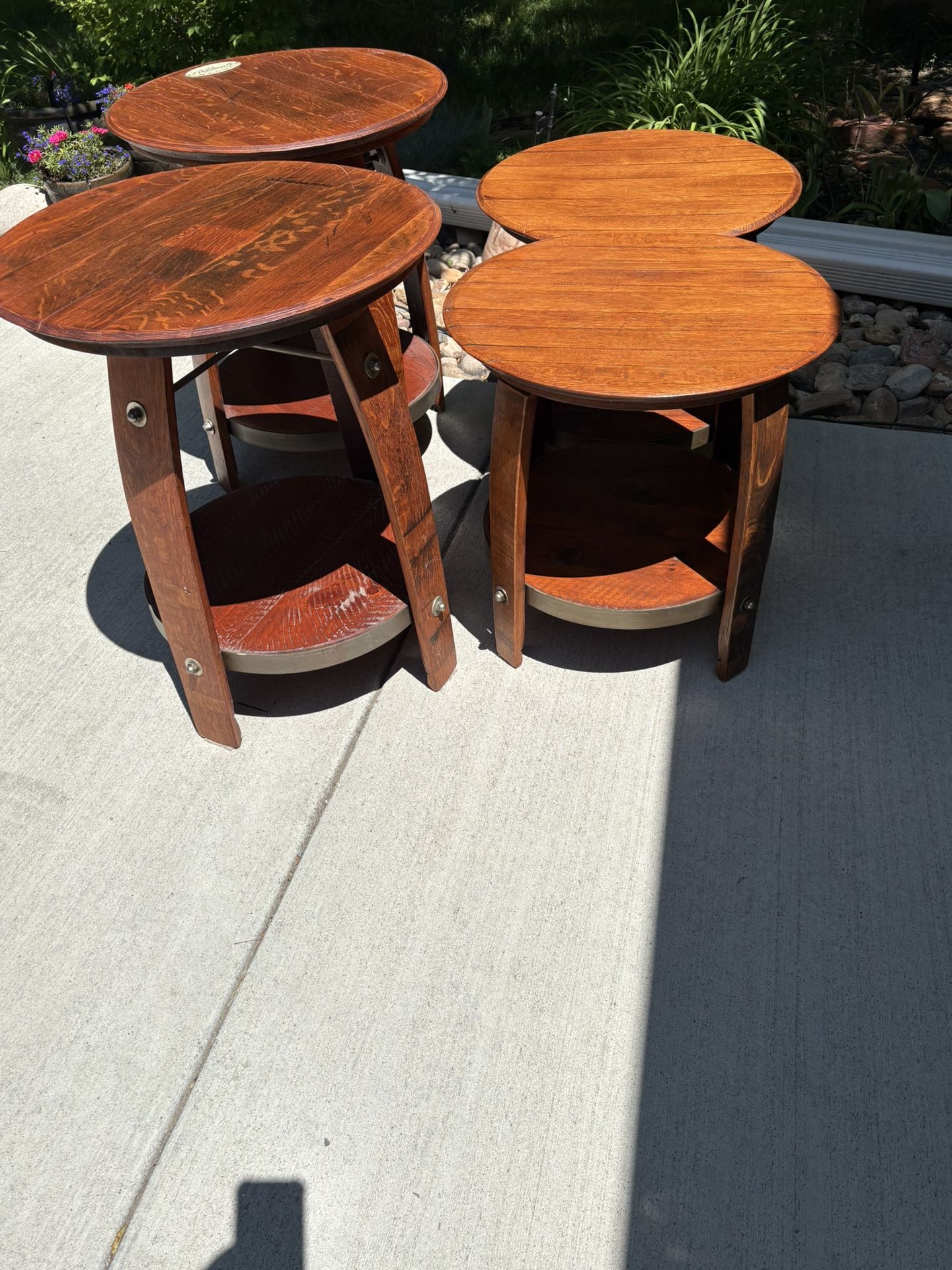 Set Of 4 Oak Barrel Tables