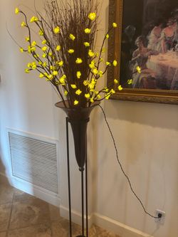 Lighted Branch Floor Lamp with Flower Lights