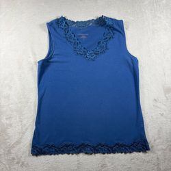 Coldwater Creek Women’s S Blue Sleeveless Tank Top Shirt Lace Trim Fairy #7A