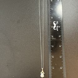 Silver Necklace With Diamond Drop Pendant - I Don’t Know What The Material Is $12 - See Pix For size