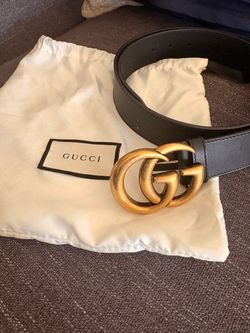 Authentic Gucci GG Marmont Black Leather Belt – Gold Double G – Box, Dust Bag & Receipt