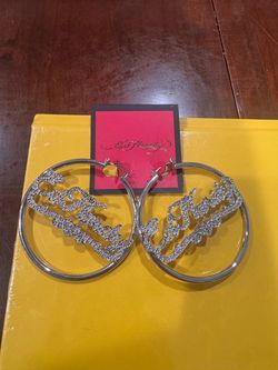 Ed Hardy Crystal Hoop Earrings
