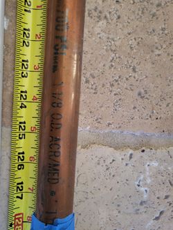 1 1/8 ACR/MED 700 PSI R410 copper pipe