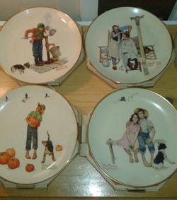 Norman Rockwell Vintage 1977 Four Seasons Plates