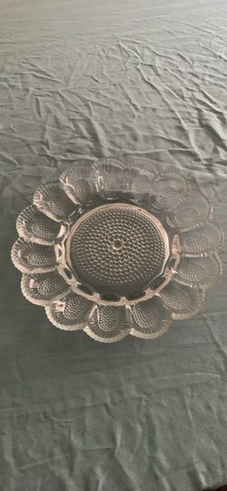 Clear Glass Deviled Egg Serving Plate