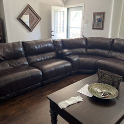 Brown 7 Piece Leather Sectional