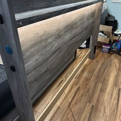King Headboard With Lights And Shelf And King Metal Base 