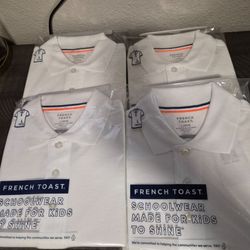 French Toast Kids White Polo Shirts Size L 10/12 – 4 Pack