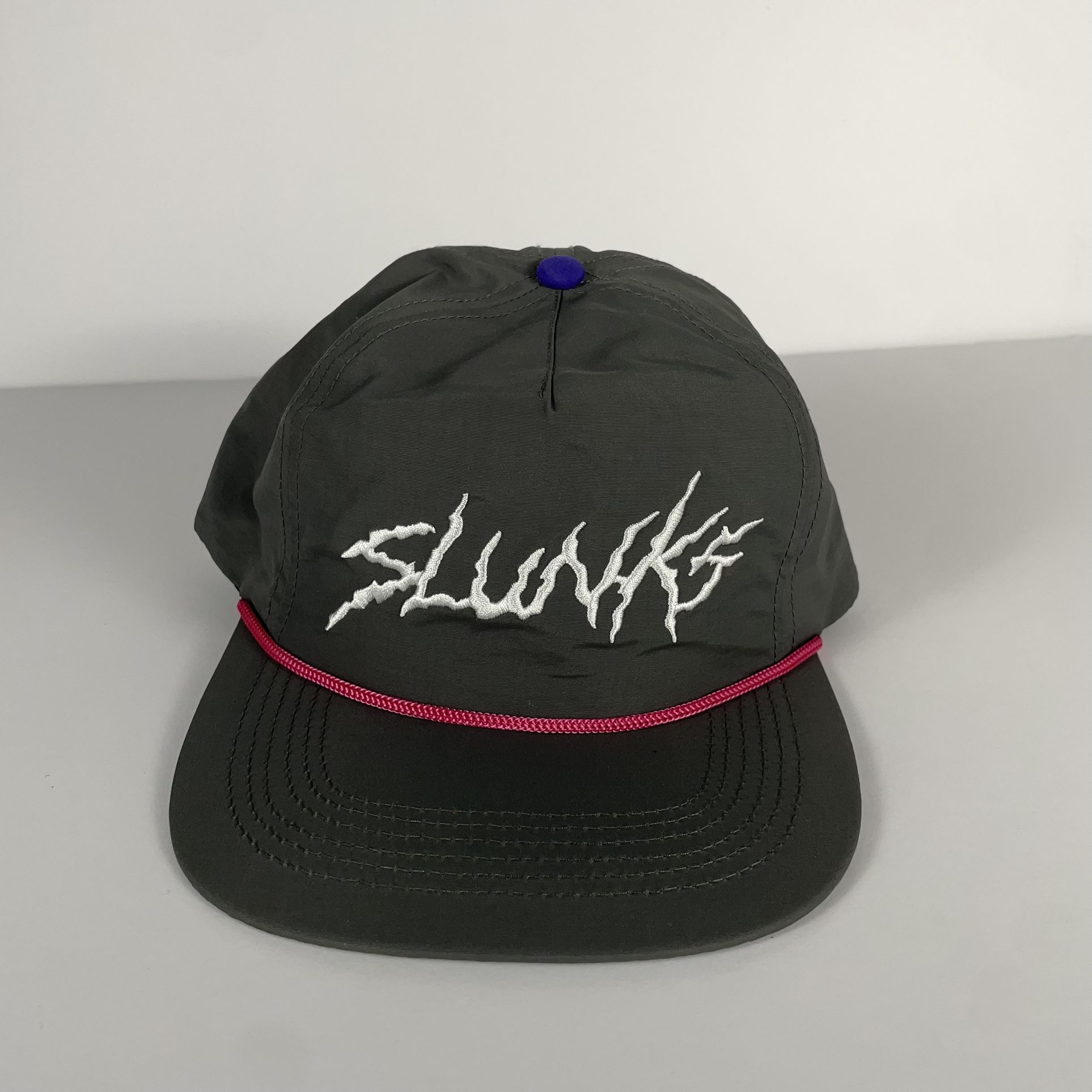 Slunks Hat Cap Gray/Pink Rope Snapback Adjustable Swimwear Volleyball