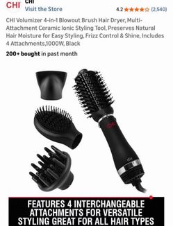 CHI Volumizer 4-in-1 Blowout Brush Hair Dryer, Multi-Attachment Ceramic Ionic Styling Tool, Preserve like new condition. Only used one of the attachme