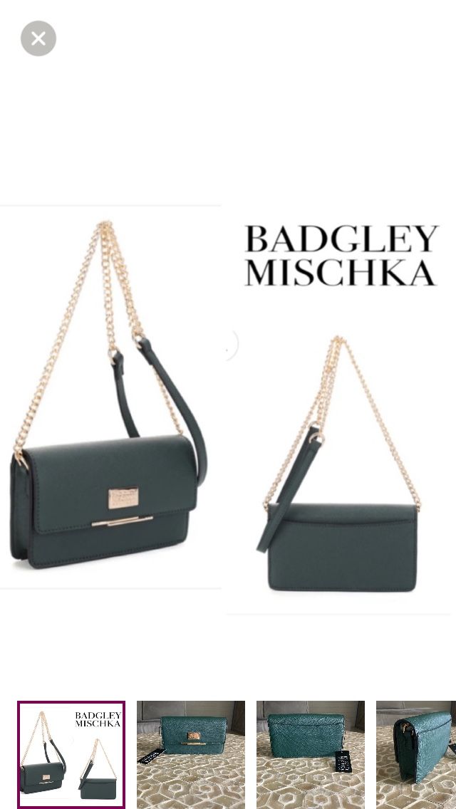 NEW!  Badgley Mischka New York The Loise Saffiano Clutch/Chain Shoulder Bag