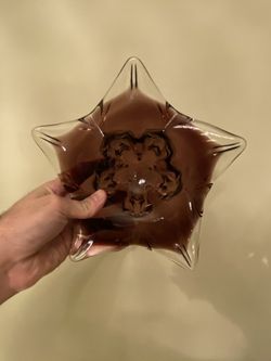 Glass Flower Star Center Piece Living Room Holiday Ornament Decor Catch All Container
