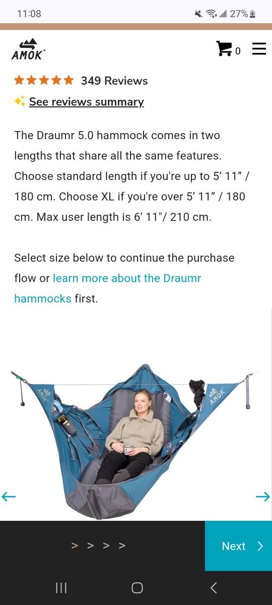 Amok Draumr 5.0 XL Hammock NEW