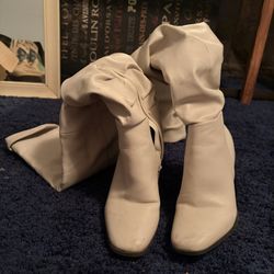 White Knee High Boots