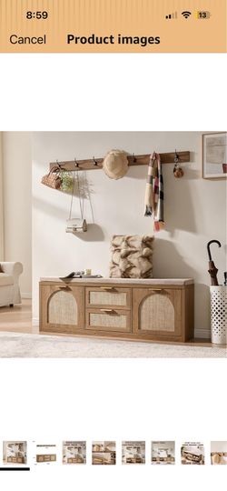 Shoe bench with coat hanger