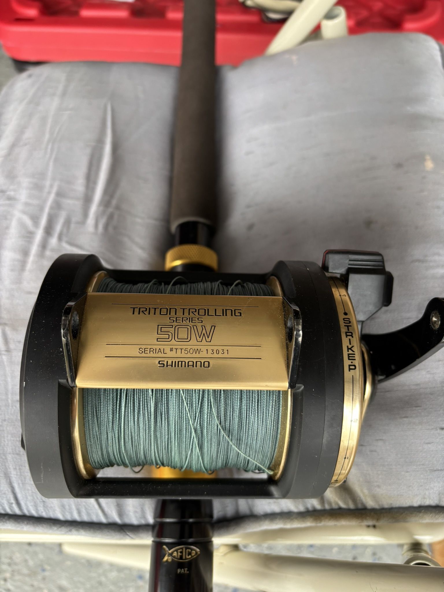 Shimano 50 Triton Offshore Reel Used Once With Brand New Custom Rod All Aftco Components.roller Guides And Angle Gimbal Butt .