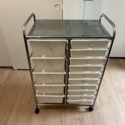 Rolling Storage Cart with Drawers 