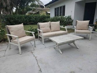 Rustproof Aluminum & Wicker Patio Set, Brown/Gray | New, Ready to Use