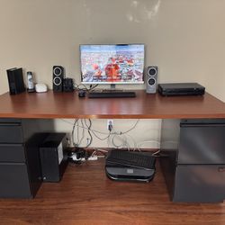 Office Desk w/ Secure File Cabinet Storage