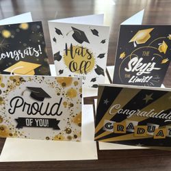 Graduation Cards Blank Inside with White Envelopes - A Set Of 5