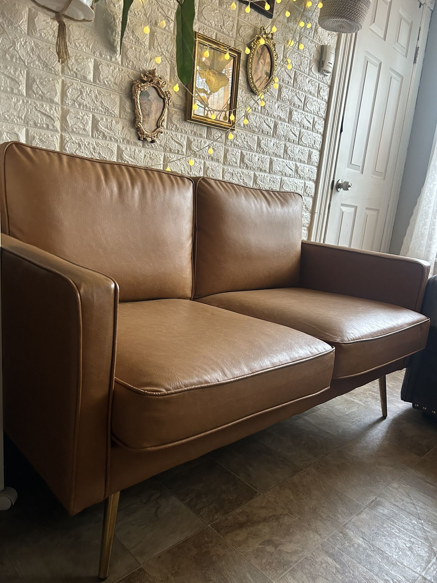 Faux Leather Loveseat
