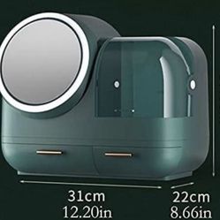 makeup and skincare organizer storage with light and mirror