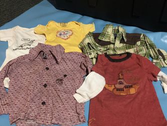 Baby boy shirts and onesies 3-6 mo and 6-12 mo bundle