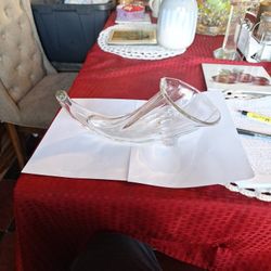 Vintage 1930's  1940's Duncan & Miller Sanibel Clear Heavy Glass Cornucopia 15×5
