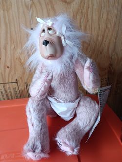 Welden Mohair Bear Porcelain Doll Pink