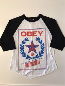 OBEY Propaganda Baseball Graphic Tee — Size Medium
