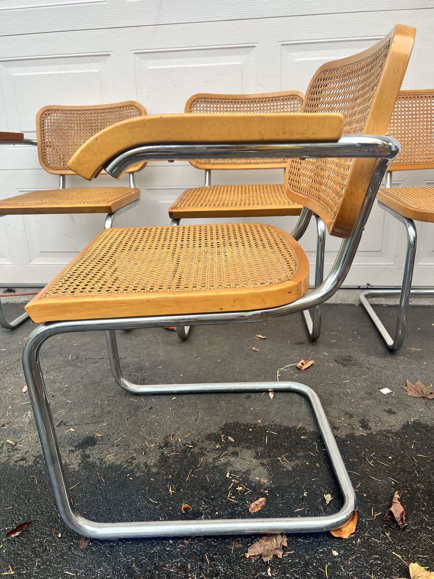MCM Marcel Breuer Chrome Cesce Cane Dining Chairs (4)
