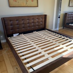 King Leather Bed Frame - Brown
