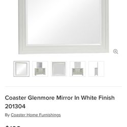 Coaster white finish large mirror for dresser or vanity - Like new