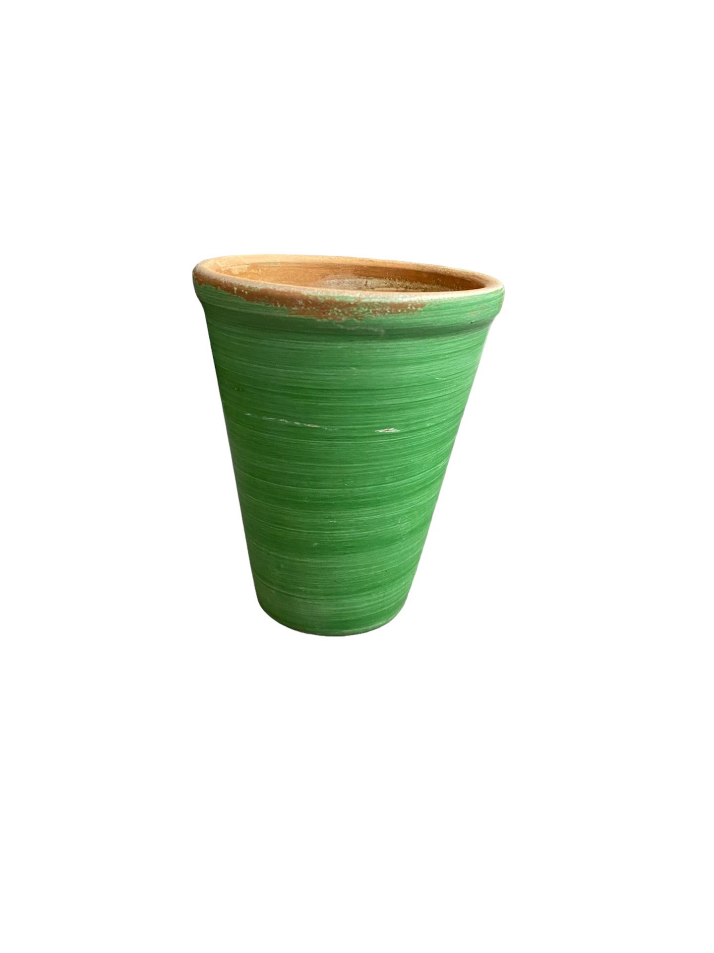 Small Green Painted Ceramic Pot