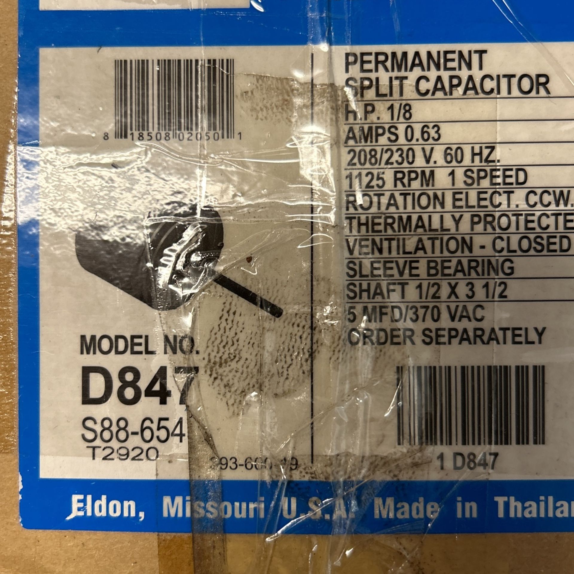 Condenser Fan Motor 1/8 New