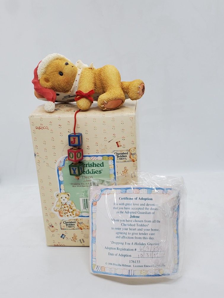Cherished Teddies JOLENE Holiday greeting SIGNED 176133 figurine 1996 NEW NIB


AUTOGRAPHED BY THE ARTIST


MIN CONDITION,  STORED IN THE BOX, COMES W